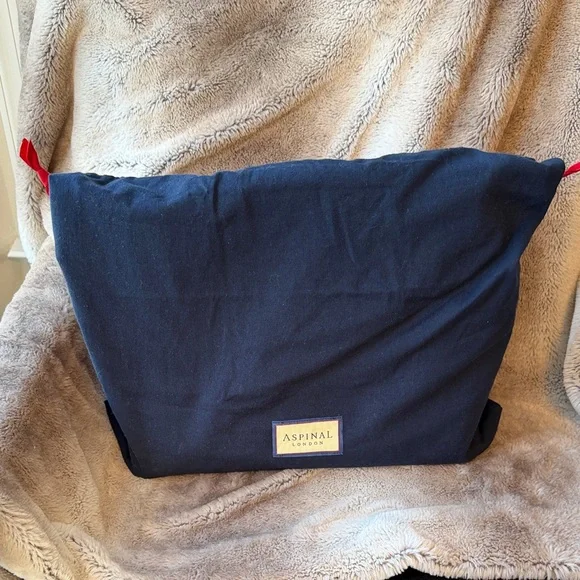 Aspinal of London Heritage Blue Pebble Leather Hobo Tote Bag - Picture 2 of 16